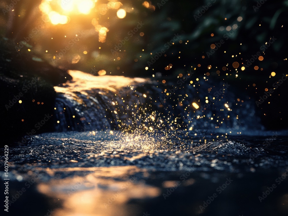 Poster dreamy stream background with a bursting light thread effect