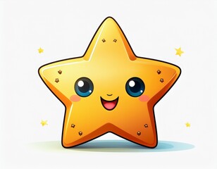 3d cartoon star kawaii comic style isolated on white