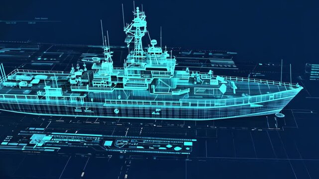 Exploring advanced naval technology through digital modeling of a futuristic ship design Generative AI
