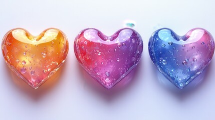 Obraz premium heart shape hologram sticker set isolated on white background