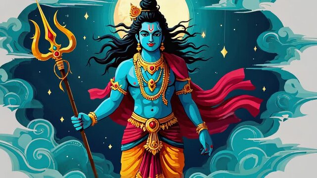 Majestic depiction of a deity symbolizing courage and strength amidst a celestial backdrop Generative AI