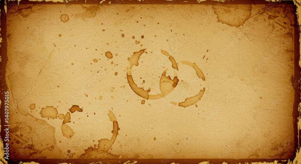 Poster aged paper with coffee stains creating vintage effect for backgrounds
