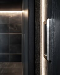 A black door with a silver handle