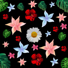 Summer Flower Seamless Oriental Pattern Traditional Design for Background, Carpet, Wallpaper, Clothing, Fabric, Textile, Wrapping, Batik, Vector, Illustration Style