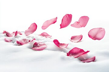 Fototapeta premium flying pink petals isolated on white background