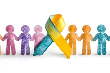 Unity and Support: Diverse People with Ribbon