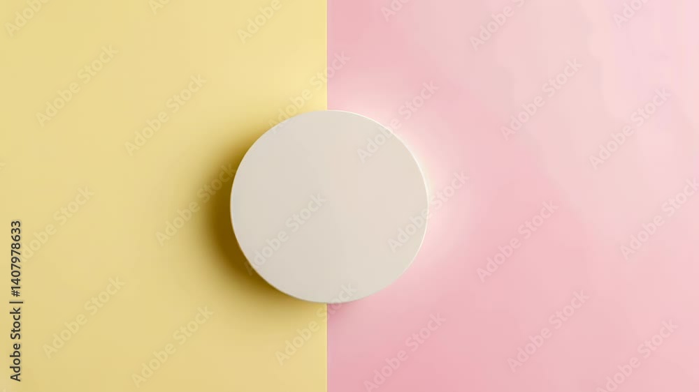 Poster discover the harmony of colors in a minimalist setup featuring a circular object against pastel back