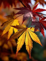Vibrant maple leaves showcasing autumn colors