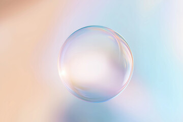translucent bubble suspended in the air against a soft, pastel background. 