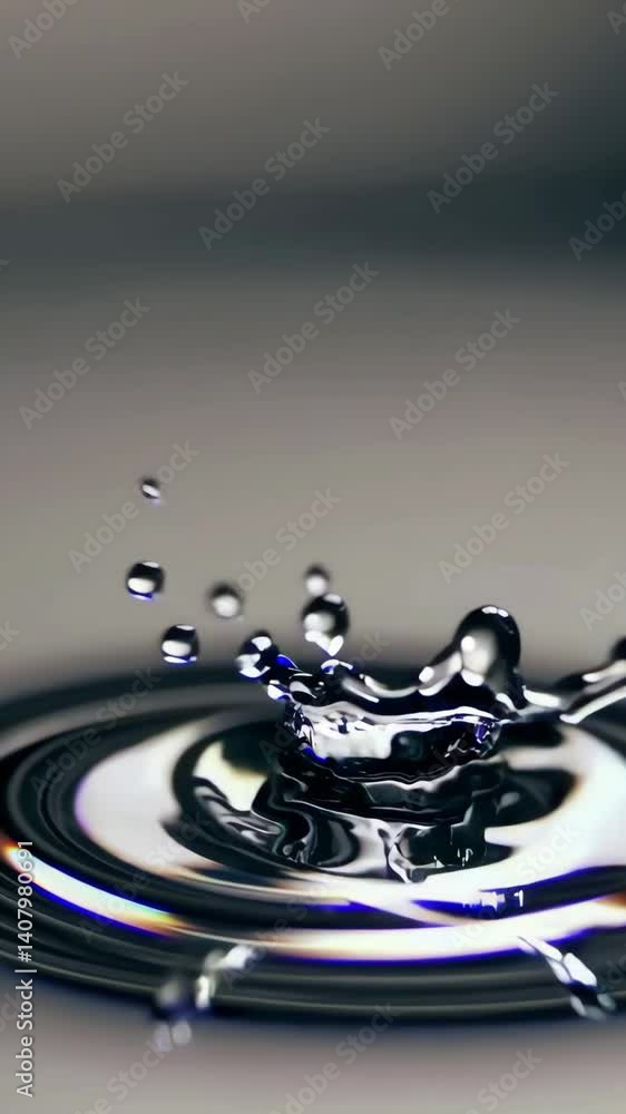 Poster mesmerizing water drop sequence: capturing liquid elegance and ripple dynamics
