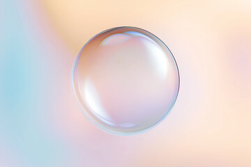 translucent bubble suspended in the air against a soft, pastel background. 