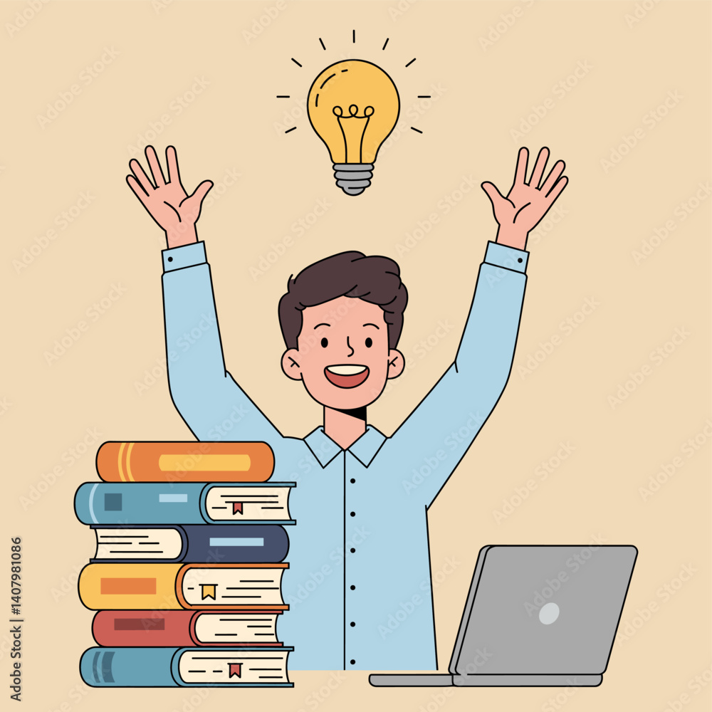 Poster spark of insight: an animated representation of a student achieving a moment of inspiration or havin