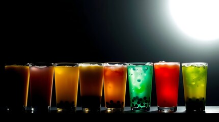 Colorful Bubble Teas with Tapioca Pearls &ndash; Trendy Caf&eacute; Style Beverage Display