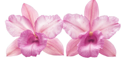 Obraz premium Two delicate pink flowers set against a black background creating a striking contrast and highlighting their beauty