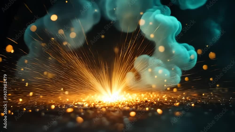 Poster sparkling eruption of light and color fills the dark space with magic and charm generative ai