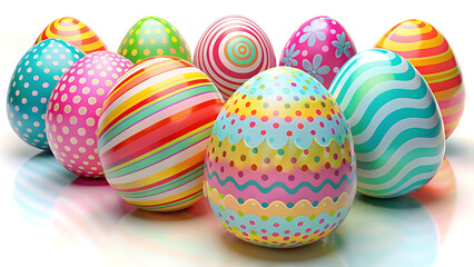 Fototapeta premium Vibrant Decorated Easter Eggs Lined Up