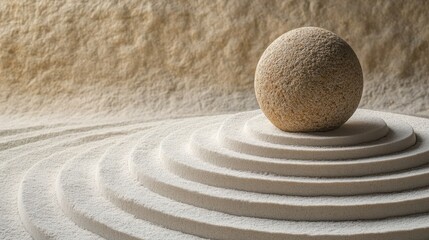 japanese zen garden,concentric circles,parallel lines on white sand surface background sand texture,simple spiritual patterns harmony meditation zen like concept,stock image