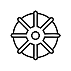 Fototapeta premium Wheel icon, black outline, transparent background