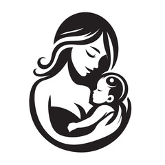 Minimalist Mother and Baby Logo Vector Template