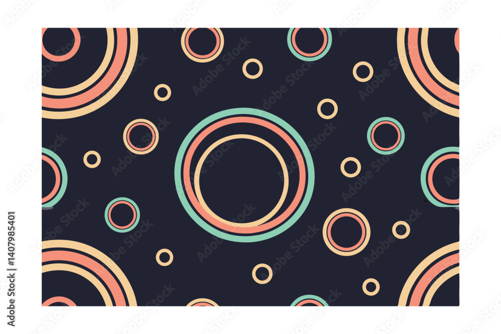 Poster retro pattern featuring concentric circles on dark background for wallpapers and creative design pro