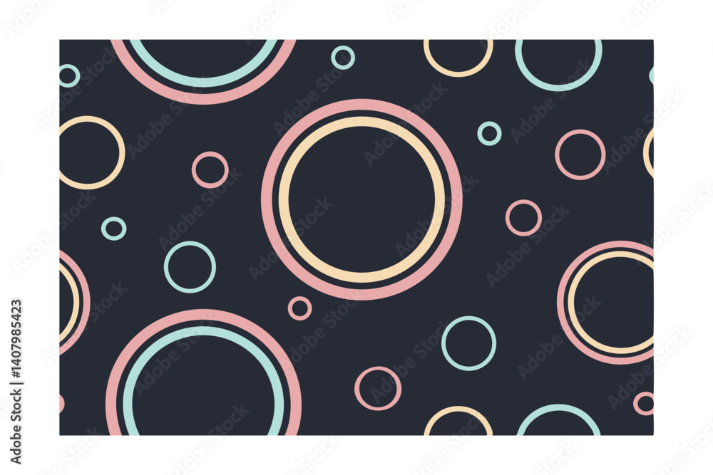 Poster seamless pattern with circles in pastel colors on a dark background modern minimalistic design perfe