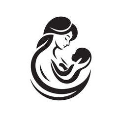 Mom and Baby Silhouette Logo Vector Illustration