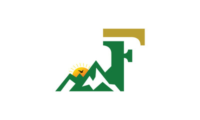 Letter F logo Mountain symbol business Hill identity F Creative Illustration Vector 