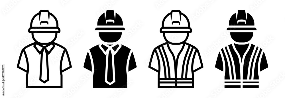 Poster worker icon set. for mobile concept and web design on white background