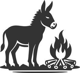 Donkey animal vector with tree silhouette