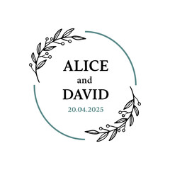 Fototapeta premium Wedding Wreath Monogram Svg, Spilt Monogram, Mr and Mrs, Wedding, Cut File, Wedding Signs, Last Name Sign, Family Name Sign, monogram, Vector Files for Cricut