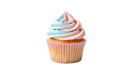 Delicious Pink and Blue Swirl Cupcake with Sprinkles