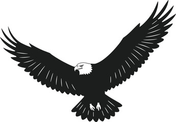 Bald Eagle Soaring Silhouette Vector – Majestic Bird in Flight
