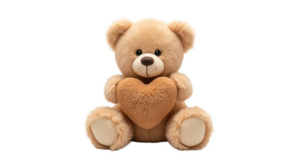 Obraz premium Cute Teddy Bear Holding Heart Shaped Plush Toy