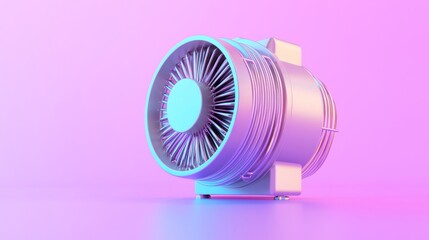 Flat Design Electric Motor in Vibrant Gradient of Pink and Blue Showcasing Modern Technology