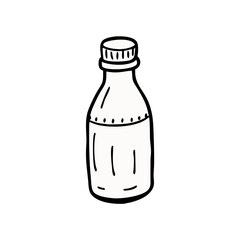 Plastic Bottle Sketch: A simple hand-drawn illustration of a plastic bottle, suitable for various design projects and packaging needs.