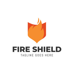 Fire Shield Logo Design isolated on white background.