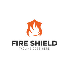 Fire Shield Logo Design isolated on white background.