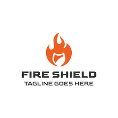 Fire Shield Logo Design isolated on white background.