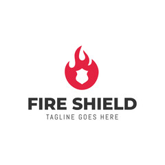 Fire Shield Logo Design isolated on white background.