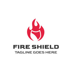 Fire Shield Logo Design isolated on white background.