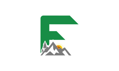 Letter F logo Mountain symbol business Hill identity F Creative Illustration Vector 