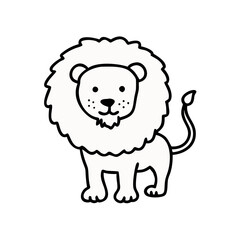 Lion Cub in Simplicity: A charming line art illustration of a playful lion cub, featuring a fluffy mane and endearing smile.