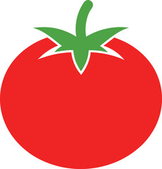 Red tomato with green leaf vector illustration