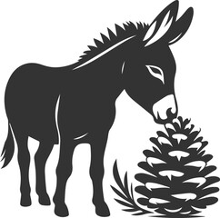 Donkey animal vector with tree silhouette