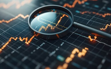 Magnifying Glass Over Financial Chart Analyzing Investment Opportunities and Growth Potential