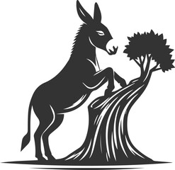Donkey animal vector with tree silhouette