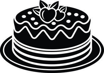 Cake Silhouette Vector Icon for Dessert Designs, Elegant Cake Silhouette Vector Icon for Celebrations, Stylish Cake Silhouette Icon for Event Decorations.