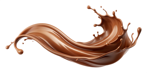 brown chocolate liquid paint milk splash isolated on white background PNG, GENERATIVE AI