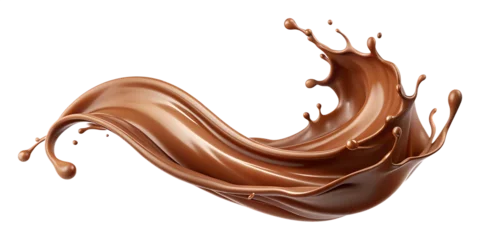 Fototapeten brown chocolate liquid paint milk splash isolated on white background PNG, GENERATIVE AI © tanzinaakter