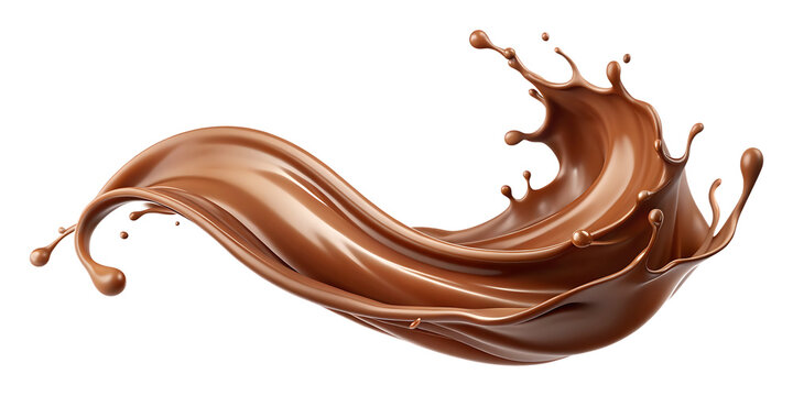 brown chocolate liquid paint milk splash isolated on white background PNG, GENERATIVE AI